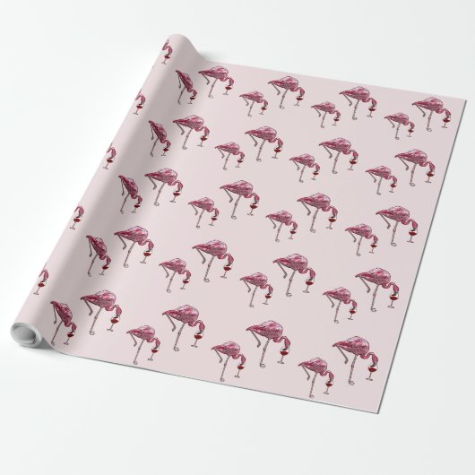 Roze Flamingo patroon Wine Drinker Funny Cadeaupapier (Uitgerold)
