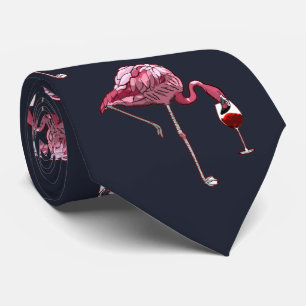 Roze Flamingo patroon Wine Drinker Funny Novelty Stropdas