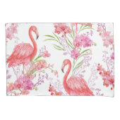 Roze Flamingo patroon witte kussensloop (Voorkant)
