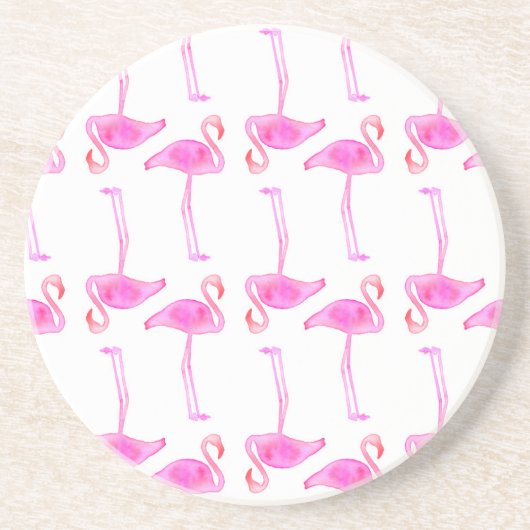 Roze Flamingo patroon Zandsteen Onderzetter (Voorkant)