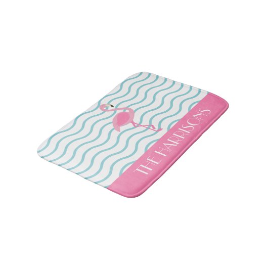 Roze Flamingo Personalized Bath Mat (Gekanteld)