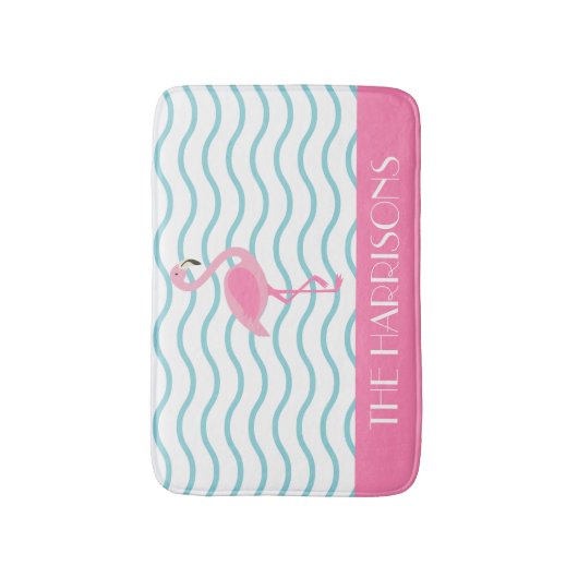 Roze Flamingo Personalized Bath Mat (Voorkant Verticaal)