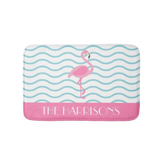 Roze Flamingo Personalized Bath Mat (Voorkant)