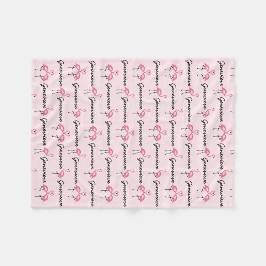 Roze Flamingo Personalized Girls Blanket Fleece Deken (Voorkant (Horizontaal))