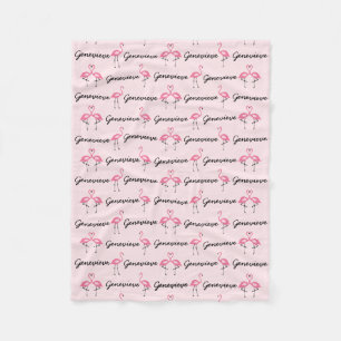 Roze Flamingo Personalized Girls Blanket Fleece Deken