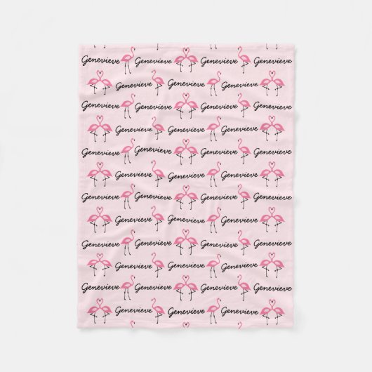 Roze Flamingo Personalized Girls Blanket Fleece Deken (Voorkant)