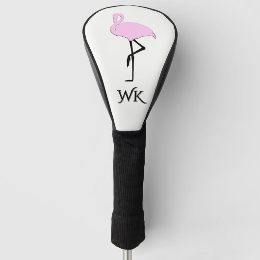 Roze Flamingo Persoonlijke Initialen Golfheadcover (Voorkant)