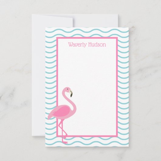 Roze Flamingo Persoonlijke Nota Kaart (Voorkant)