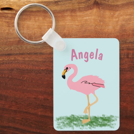 Roze Flamingo Persoonlijke Sleutelhanger (Voorkant)