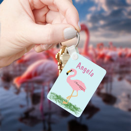 Roze Flamingo Persoonlijke Sleutelhanger