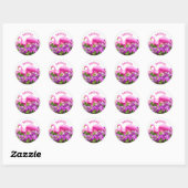 Roze Flamingo Petunia Kunst Voeg Aangepaste Tekst  Ronde Sticker (Vel)