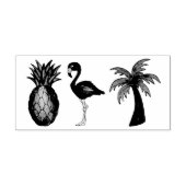Roze Flamingo Pineapple Palm Tree Tropical Island Rubberstempel (Afrduk)