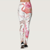 Roze flamingo, pioen waterverf. leggings (Achterkant)