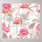 Roze flamingo, pioen waterverf. poster (Voorkant)