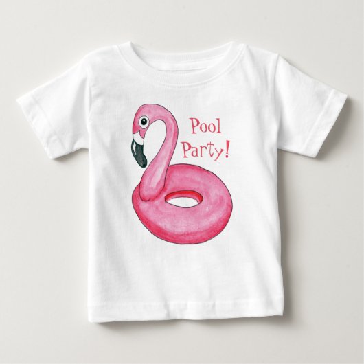 Roze Flamingo Pool Party Baby T-Shirt (Voorkant)