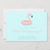 Roze Flamingo Pool Party Birthday Invitation Kaart (Voorkant)