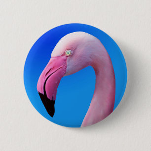 Roze Flamingo Portrait CloseUp Buttonnen Ronde Button 5,7 Cm
