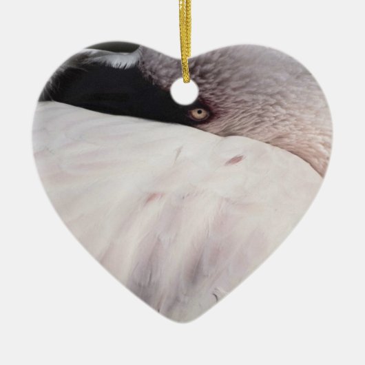 Roze Flamingo Portret Tekeneffect Kunst Keramisch Ornament (Voorkant)