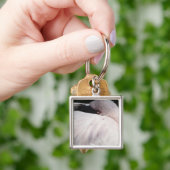 Roze Flamingo Portret Tekeneffect Kunst Sleutelhanger (Hand)
