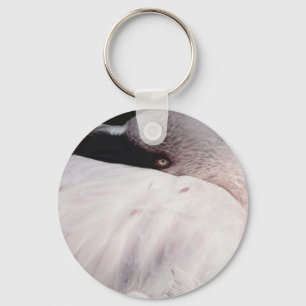 Roze Flamingo Portret Tekeneffect Kunst Sleutelhanger
