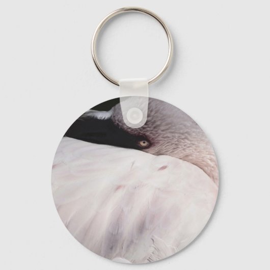 Roze Flamingo Portret Tekeneffect Kunst Sleutelhanger (Voorkant)
