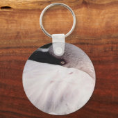 Roze Flamingo Portret Tekeneffect Kunst Sleutelhanger (Voorkant)