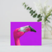 Roze Flamingo Post Card, Paarse achtergrond Briefkaart (Staand voorkant)