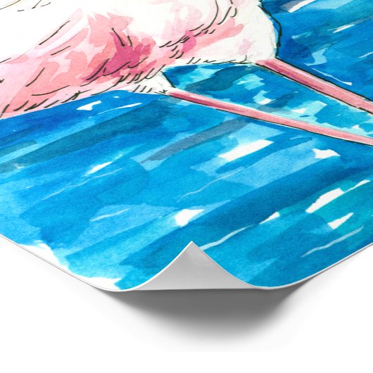 Roze flamingo poster (Hoek)