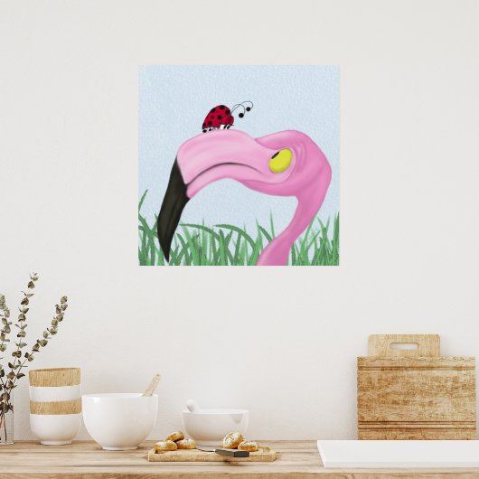  roze flamingo poster (Keuken)