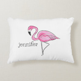 Roze Flamingo Preppy Gepersonaliseerd Accent Kussen