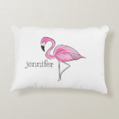Roze Flamingo Preppy Gepersonaliseerd Accent Kussen (Achterkant)