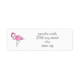 Roze Flamingo Preppy Gepersonaliseerd Adres Etiket