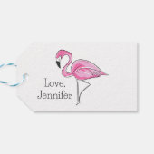 Roze Flamingo Preppy Gepersonaliseerd Cadeaulabel (Achterkant Horizontaal)