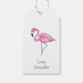 Roze Flamingo Preppy Gepersonaliseerd Cadeaulabel (Voorkant)