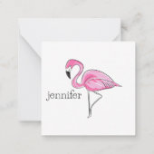 Roze Flamingo Preppy Gepersonaliseerd Notitiekaartje (Achterkant)