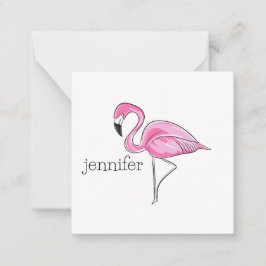 Roze Flamingo Preppy Gepersonaliseerd Notitiekaartje