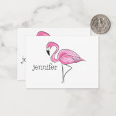 Roze Flamingo Preppy Gepersonaliseerd Notitiekaartje (Voorkant / Achterkant in situ)