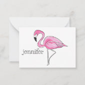 Roze Flamingo Preppy Gepersonaliseerd Notitiekaartje (Achterkant)