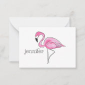 Roze Flamingo Preppy Gepersonaliseerd Notitiekaartje (Voorkant)