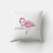 Roze Flamingo Preppy Gepersonaliseerd Sierkussen (Achterkant)