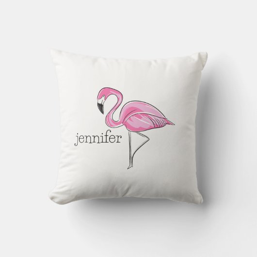 Roze Flamingo Preppy Gepersonaliseerd Sierkussen (Voorkant)