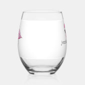 Roze Flamingo Preppy Gepersonaliseerd Wijnglas Zonder Voet (Links)