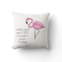 Roze Flamingo Preppy Personalized Birth Stats