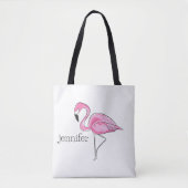 Roze Flamingo Preppy Persoonlijk Tote Bag (Voorkant)