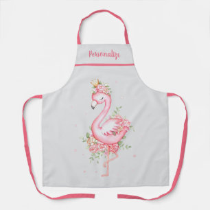 Roze Flamingo Prinses Gouden Kroon Roos Boeket Schort