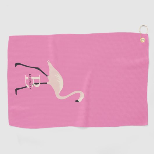 Roze Flamingo Pro Monogrammed Moederdag Golfhanddoek (Horizontaal)