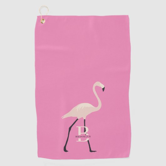 Roze Flamingo Pro Monogrammed Moederdag Golfhanddoek (Voorkant)