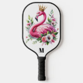 Roze Flamingo Queen Modern Monogram Pickleball Paddle (Voorkant)