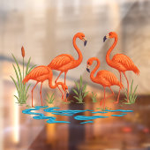 Roze flamingo raamsticker (Vel 2)