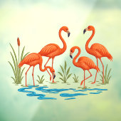 Roze flamingo raamsticker (Vel 3)